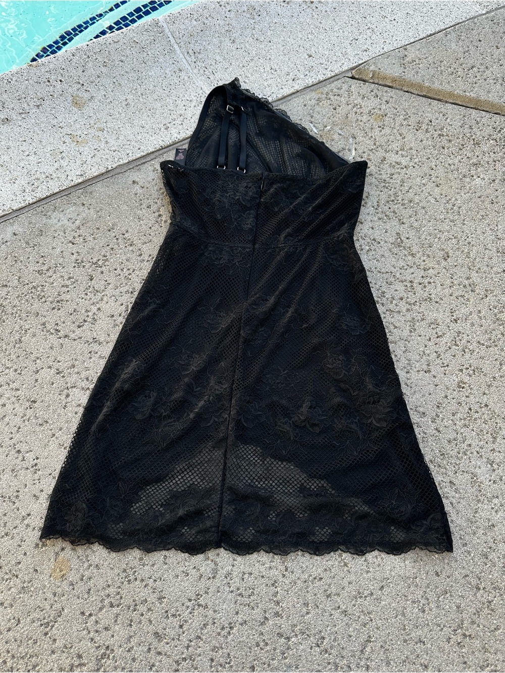 VICTORIA'S SECRET Faux Leather & Fishnet Corset Dress in Black sz large - Picture 4 of 5
